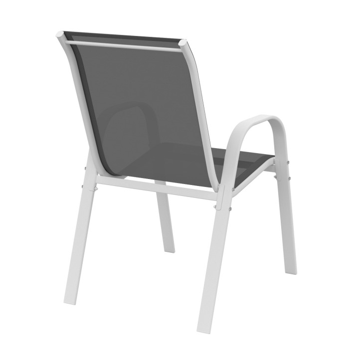 Lot de 6 chaises de jardin empilables blanches et grises - LYMA | ID Market Lot de 6 chaises de jardin empilables blanches et grises - LYMA | ID Market