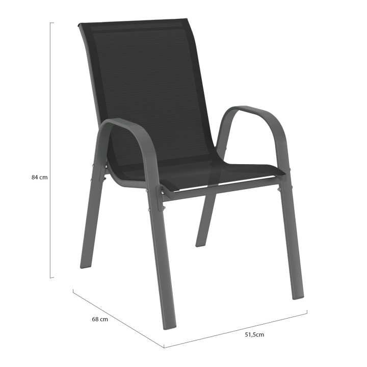 Metalen en textilene tuinstoelen mix kleur grijs, zwart en blauw - LYMA | ID Market
