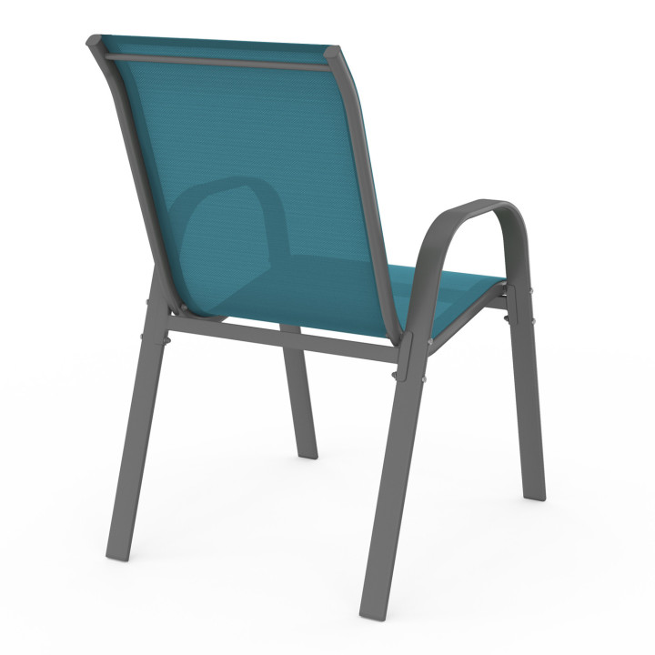 Metalen en textilene tuinstoelen mix kleur grijs, zwart en blauw - LYMA | ID Market
