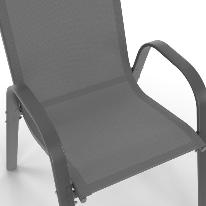 Salon de jardin 4 places table 70cm chaises empilables gris anthracite - MADRID | ID Market
