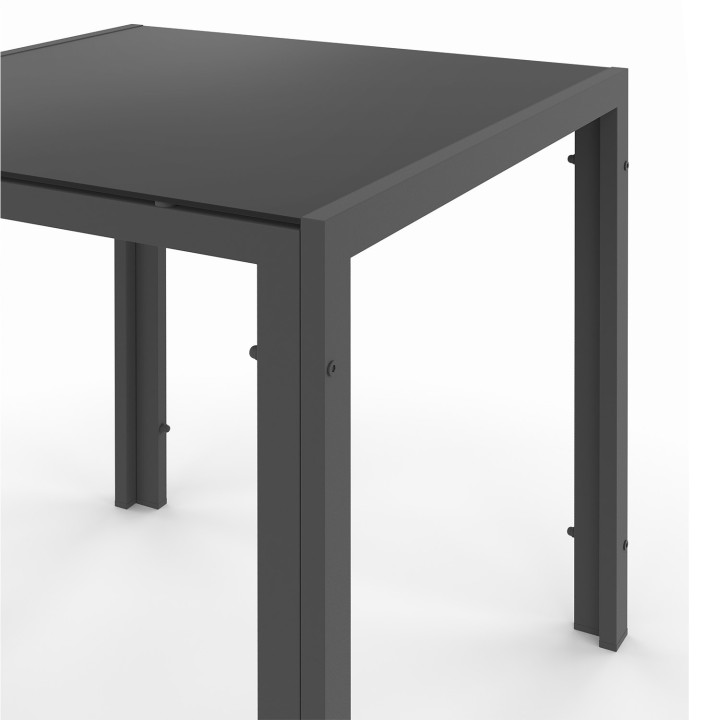 Salon de jardin 4 places table 70cm chaises empilables gris anthracite - MADRID | ID Market