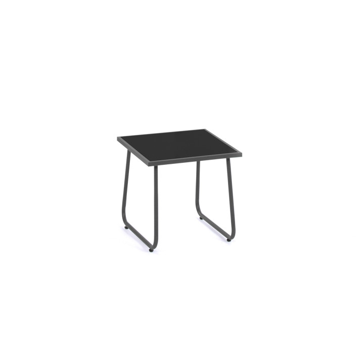 Salon de jardin avec 2 fauteuils en acier et textilène gris anthracite - MALAGA | ID Market