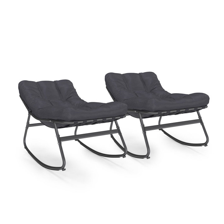 Grijze metalen schommelstoelen met kussens - ARONA | ID Market
