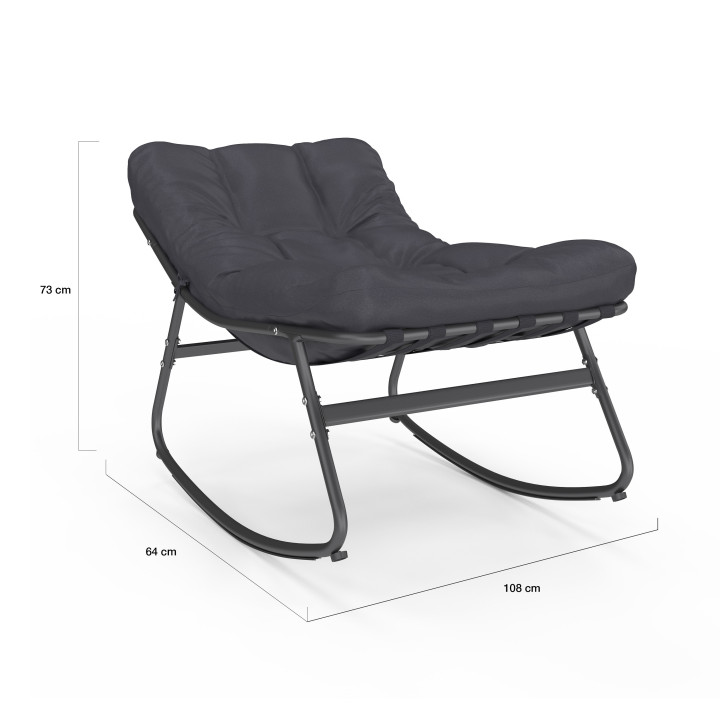 Grijze metalen schommelstoelen met kussens - ARONA | ID Market
