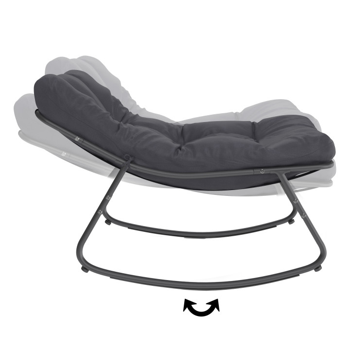 Fauteuils de jardin à bascule métal gris avec coussins - ARONA | ID Market