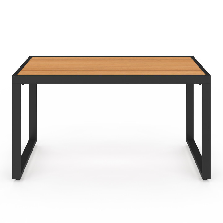 Conjunto de muebles bajos de jardín de acero negro y madera de 4 plazas - ZANZIBAR | ID Market Conjunto de muebles bajos de jardín de acero negro y madera de 4 plazas - ZANZIBAR | ID Market