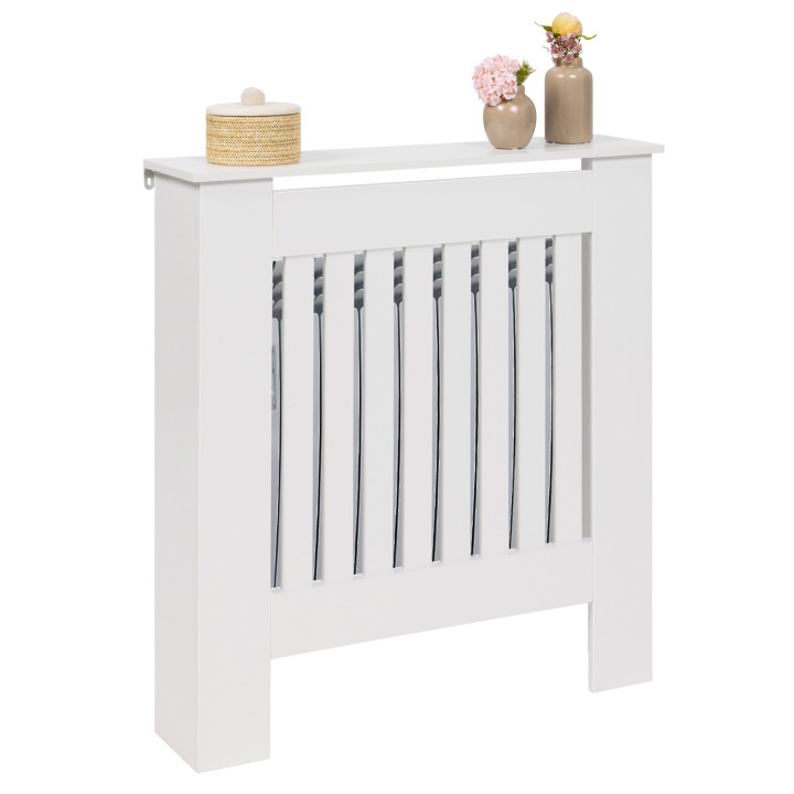 Cache radiateur blanc - habillage pour radiateur avec tablette | ID Market