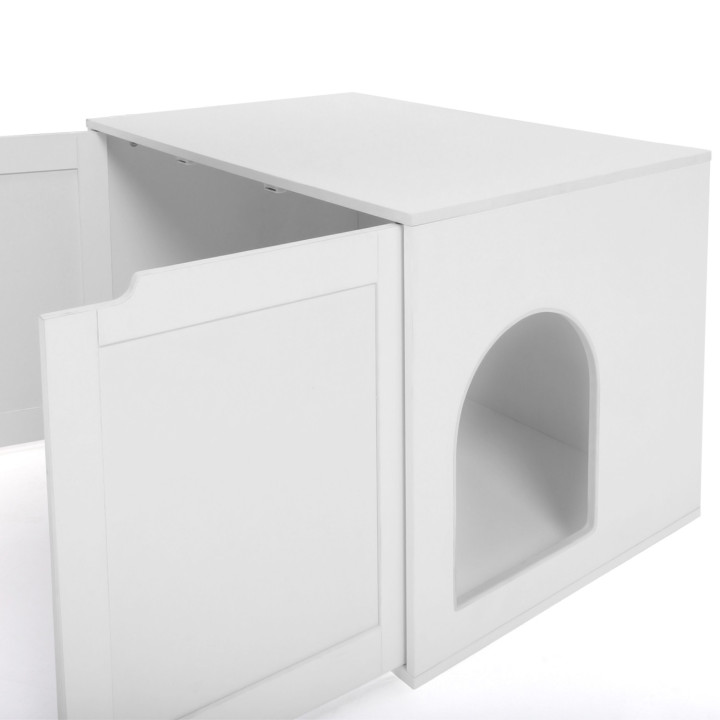 Maison de toilette pour chat - cache-litière avec doubles portes blanc | ID Market Maison de toilette pour chat - cache-litière avec doubles portes blanc | ID Market