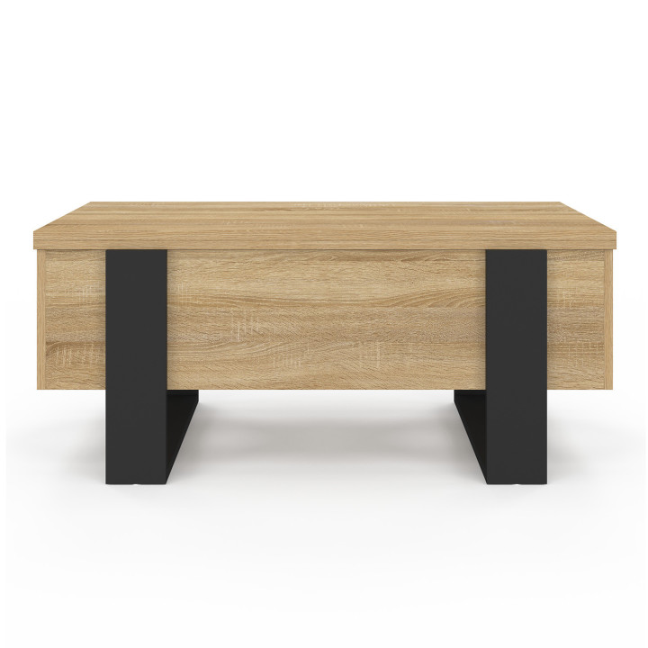 Tilbare salontafel die kan worden omgebouwd tot een houten en zwarte eettafel - PHOENIX | ID Market