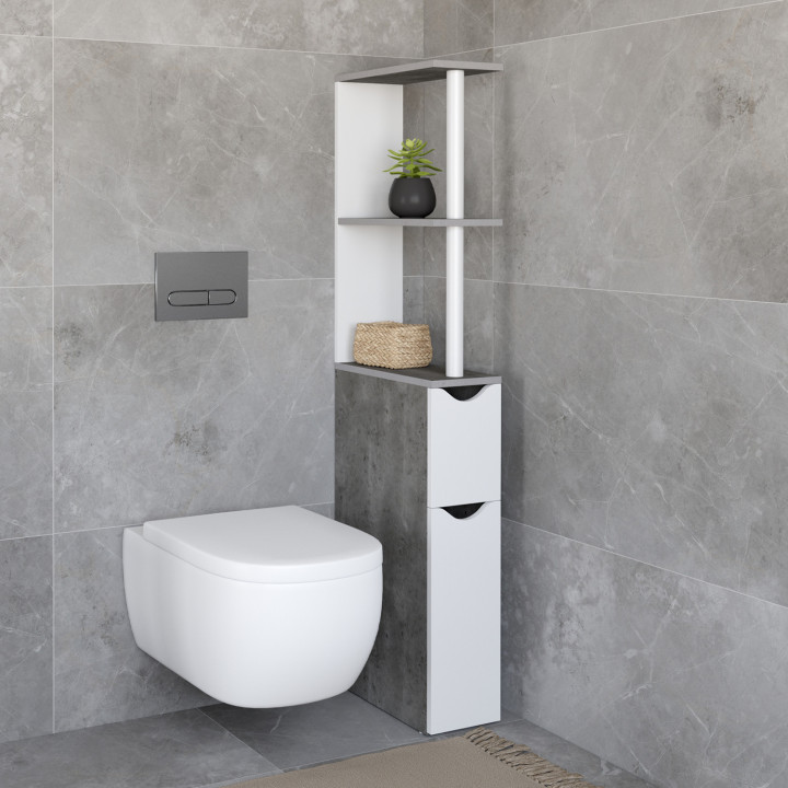 Meuble WC avec 2 portes et étagère en bois - WILLY | ID Market