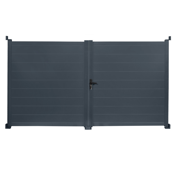 302 x 160 cm antracietgrijs aluminium draaipoort | ID Market