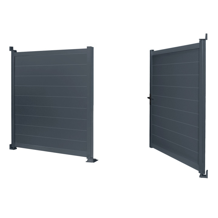 302 x 160 cm antracietgrijs aluminium draaipoort | ID Market