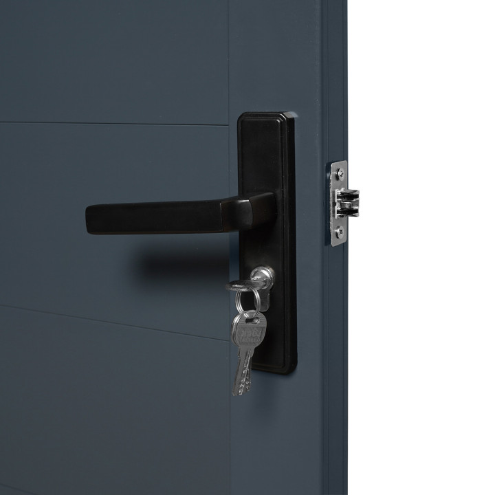 Puerta peatonal incorporada de aluminio, gris antracita 100 x 160 cm | ID Market