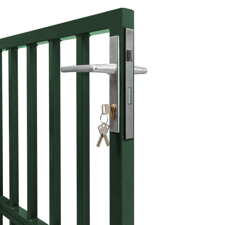 Cancello da giardino in acciaio verde con serratura e maniglia 105 x 125 CM | ID Market
