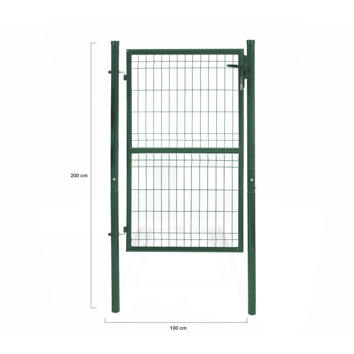 Portillon de jardin 105 x 150 cm occultable en acier vert avec serrure et poignée Portillon de jardin 105 x 150 cm occultable en acier vert avec serrure et poignée