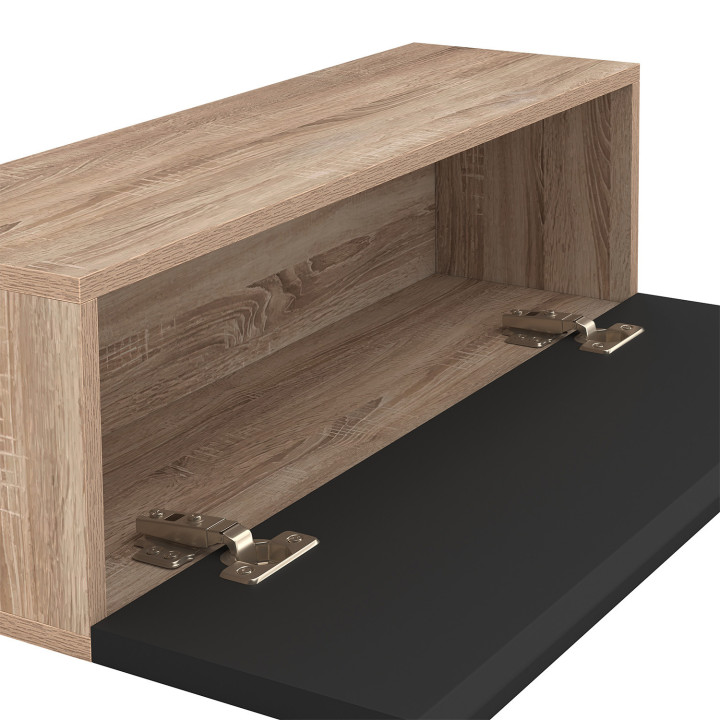 Lote de 2 consolas murales color madera con puerta negra