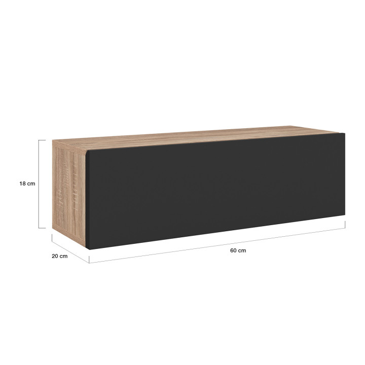 Set van 2 houtkleurige wandconsoles met zwarte deur