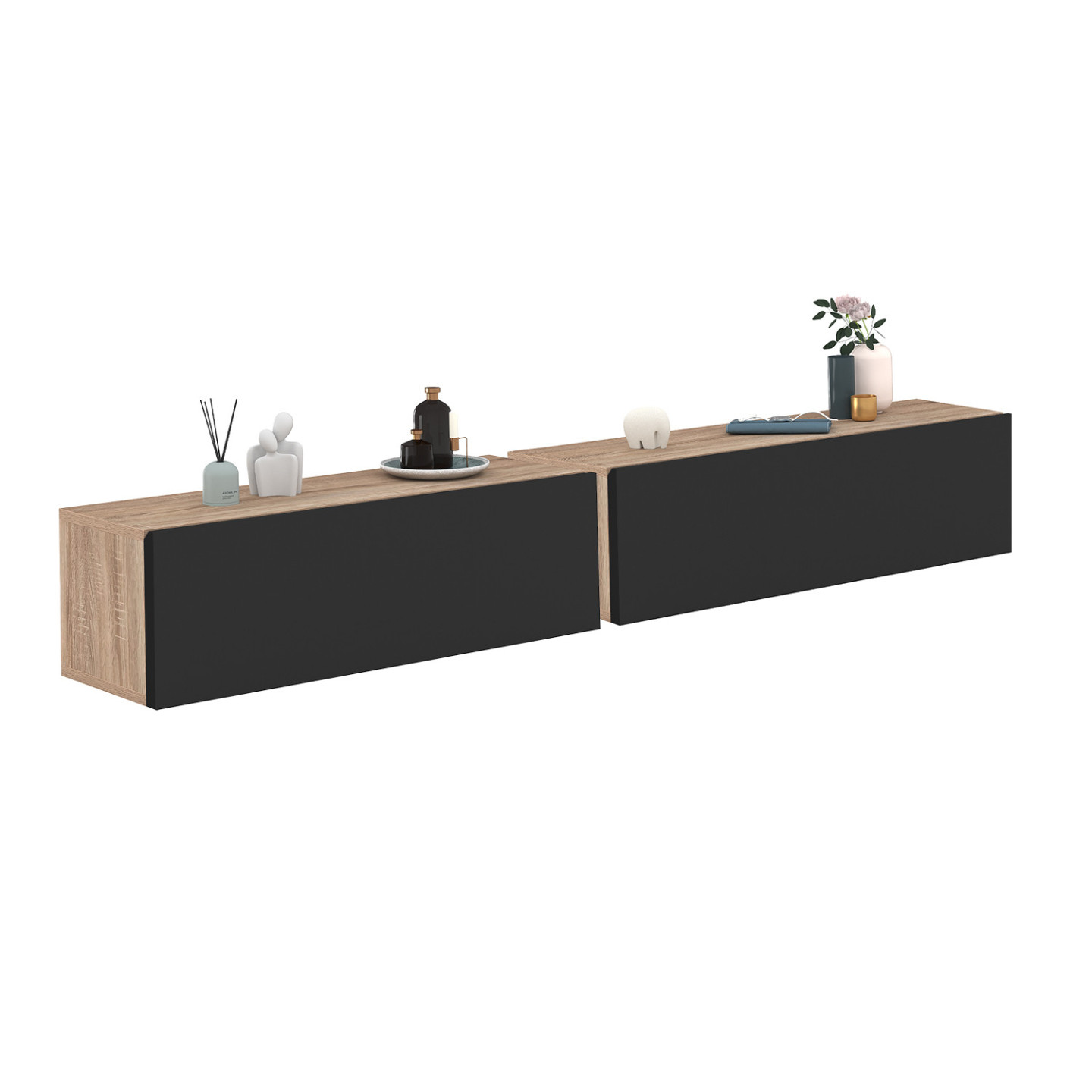 Lot de 2 garnitures de calandre de pare-chocs avant noir brillant