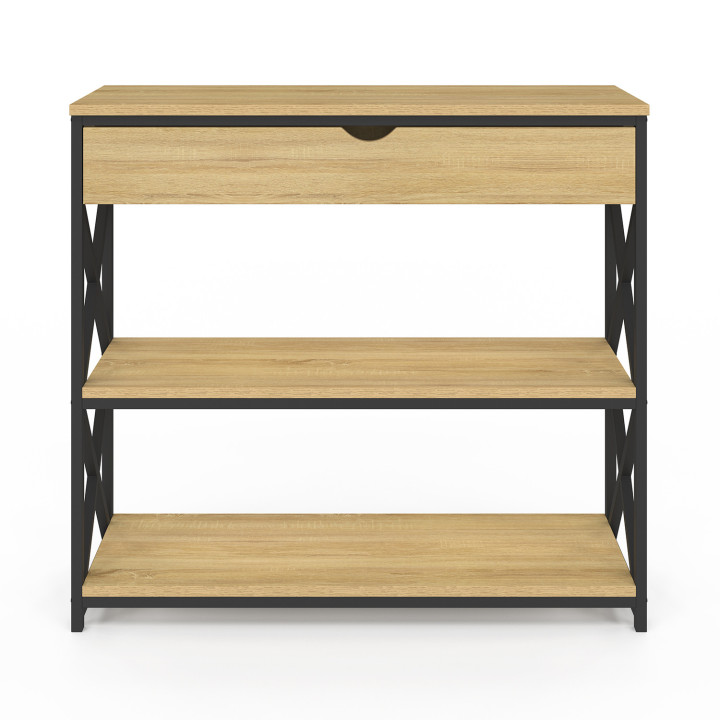 Industriële console 1 lade 2 planken hout en metaal - WAYNE | ID Market