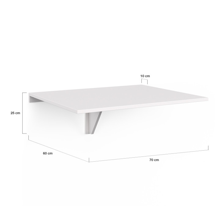 Mesa de pared plegable para 2 personas, madera blanca L.70cm - EXPRESSO | ID Market
