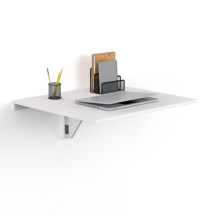 Tablette murale rabattable 2 personnes bois blanc L.70cm - EXPRESSO | ID Market