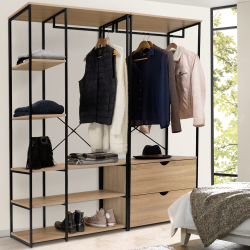 Modularer offener begehbarer Kleiderschrank Industrie 170 cm 2 Schubladen - DETROIT | ID Market