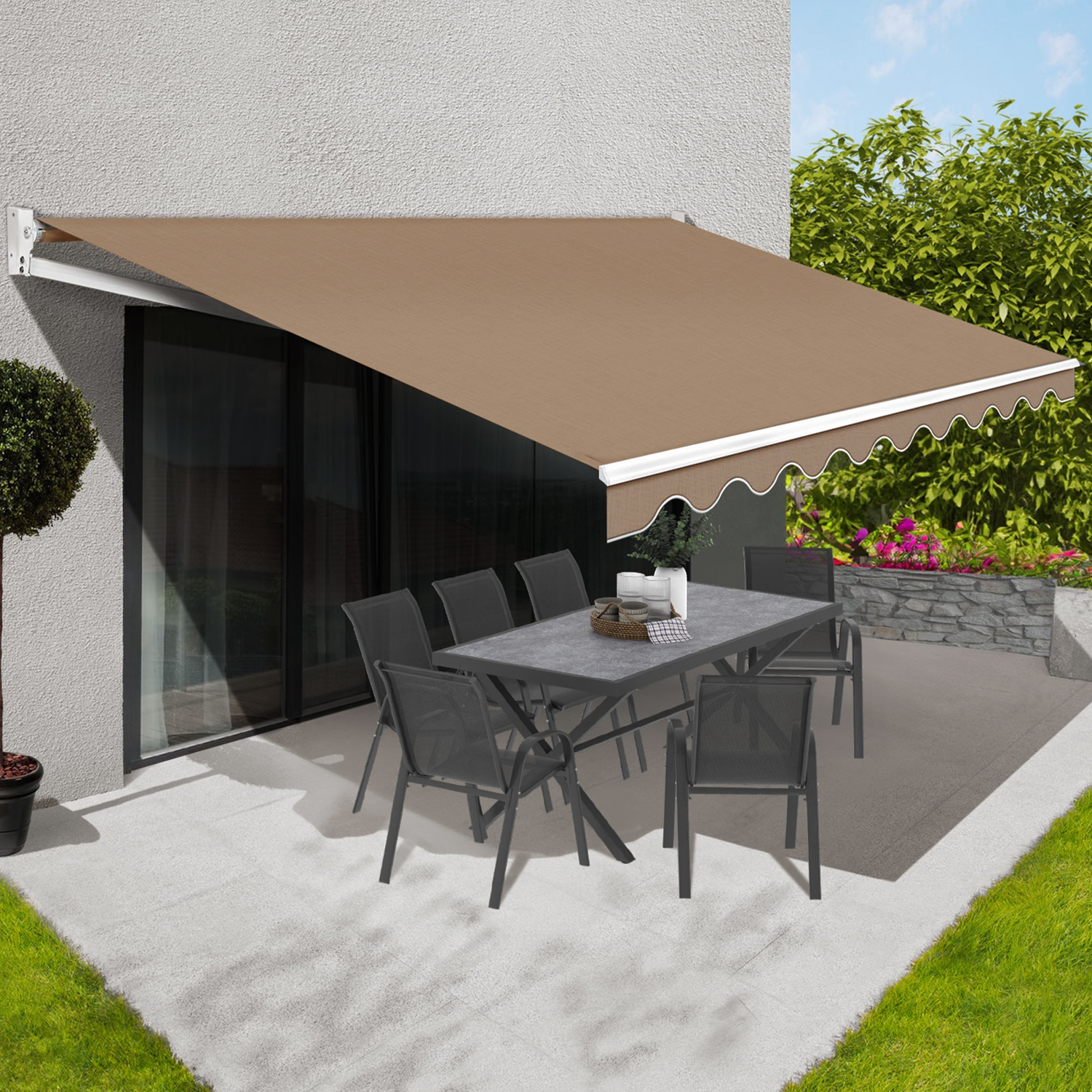 Store banne manuel 3,80 x 3 m extérieur couleur taupe