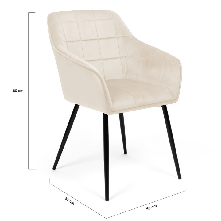 Set van 2 beige fluwelen eetkamerstoelen - MADY | ID Market