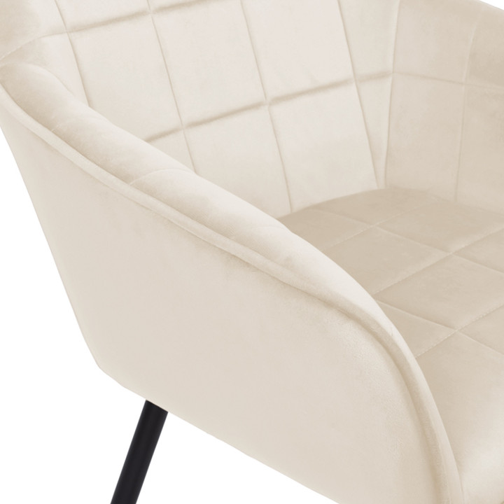 Set van 2 beige fluwelen eetkamerstoelen - MADY | ID Market