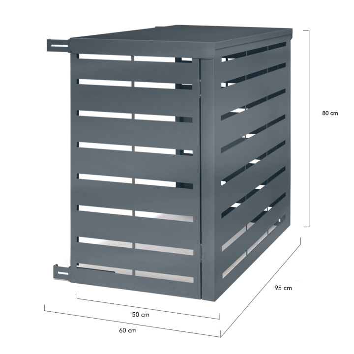 Cubierta metálica gris carbón para aire acondicionado 95x50x80cm |ID Market