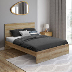Tweepersoonsbed 140x190 cm met hoofdbord, hout | ID Market