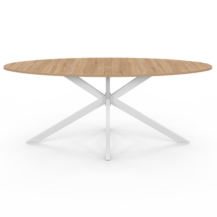 Mesa de comedor ovalada blanca y de madera para 10 personas - ALIX | ID Market