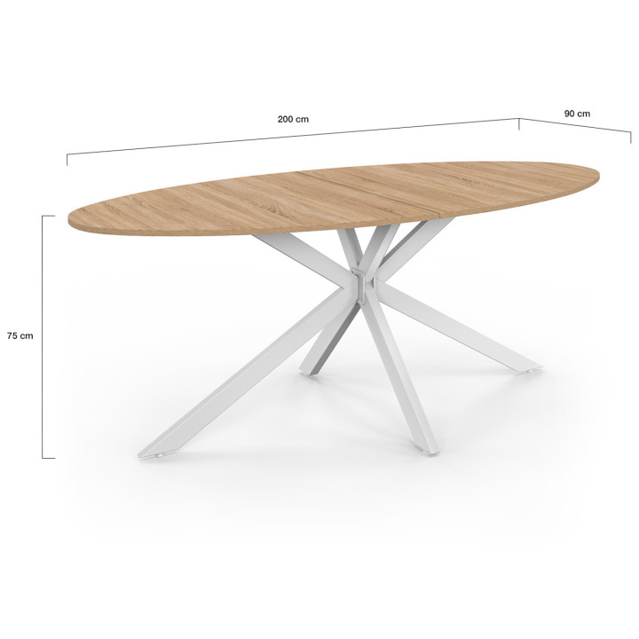 Houten en witte ovale eettafel voor 10 personen - ALIX | ID Market