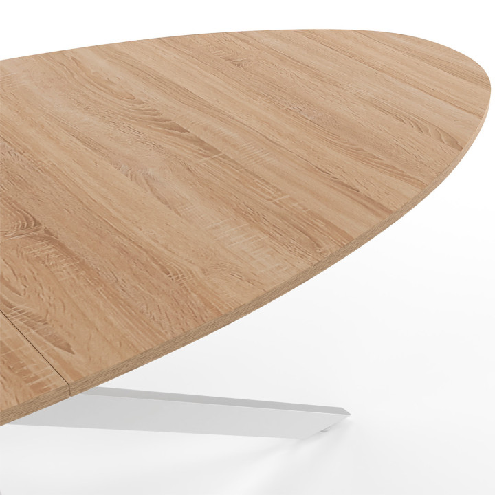 Mesa de comedor ovalada blanca y de madera para 10 personas - ALIX | ID Market