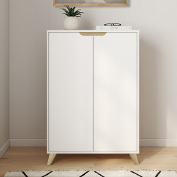 16736 - Meuble de rangement scandinave blanc avec 2 portes Meuble de rangement 2 portes HELSINKI scandinave blanc