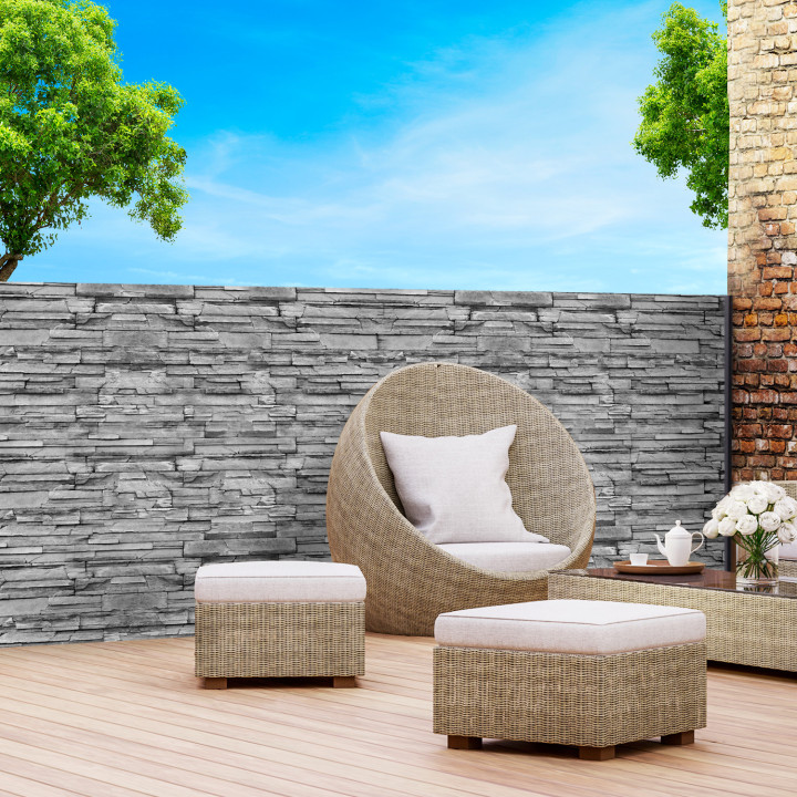 Pantalla opaca con motivos de piedra gris 1,8 x 10 M | ID Market