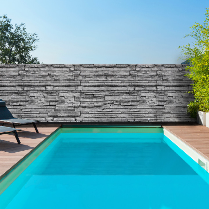 Pantalla opaca con motivos de piedra gris 1,8 x 10 M | ID Market