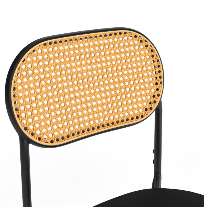 Juego de 4 sillas vintage de metal negro y caña - CLOTILDE |ID Market