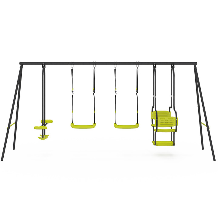 Columpio verde con capazo, cara a cara y 2 columpios | ID Market