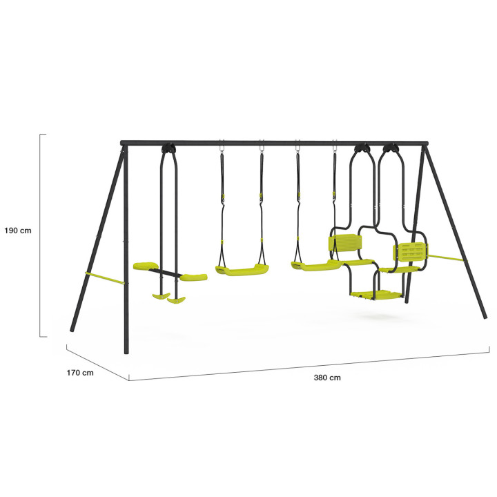 Columpio verde con capazo, cara a cara y 2 columpios | ID Market