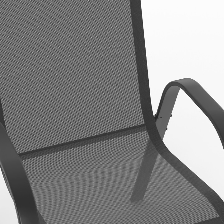 Salon de jardin noir et gris en acier 6 places - MADRID | ID Market