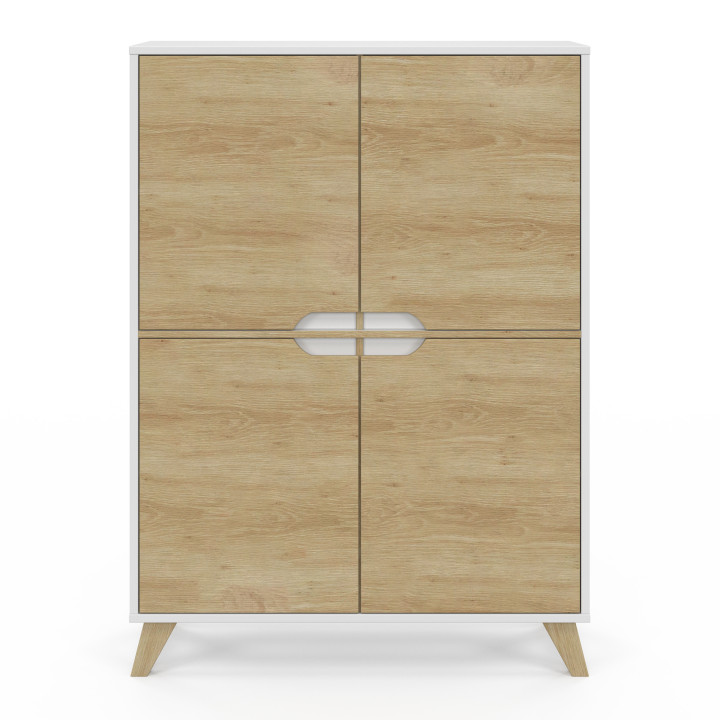 Meuble de rangement scandinave blanc et bois avec 4 portes - HELSINKI | ID Market