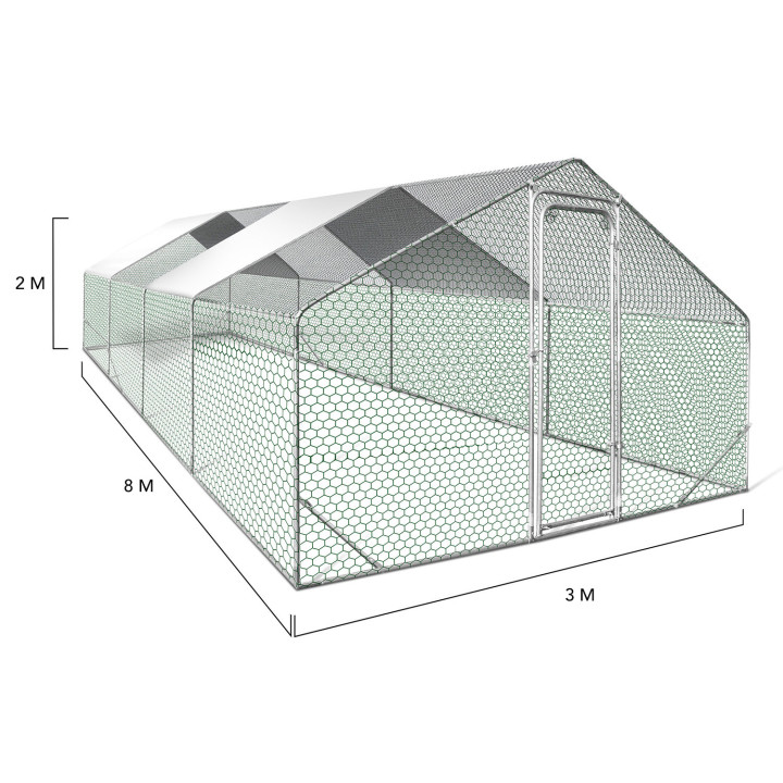 Goedkope kippenren 24 m² met omheining 8x3m | ID Market