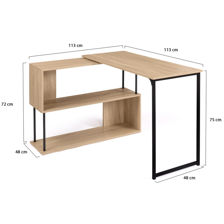 Escritorio esquinero giratorio 180° de estilo industrial - DETROIT | ID Market