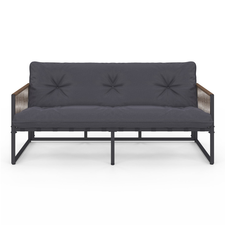 Niedrige Gartenmöbel 5-Sitzer Sofa und Sessel mit Kissen grau - RIO | ID Market