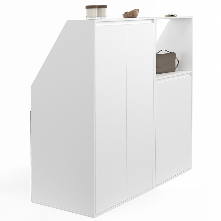 Armario inclinado blanco con 3 puertas y una hornacina - TOMI | ID Market