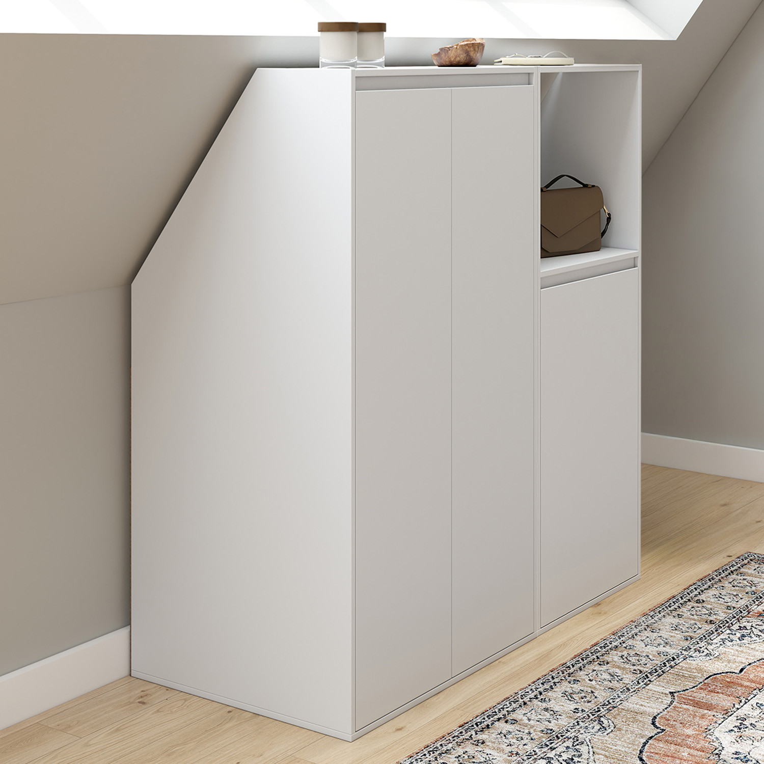 Armoire blanche sous pente 3 portes 1 niche