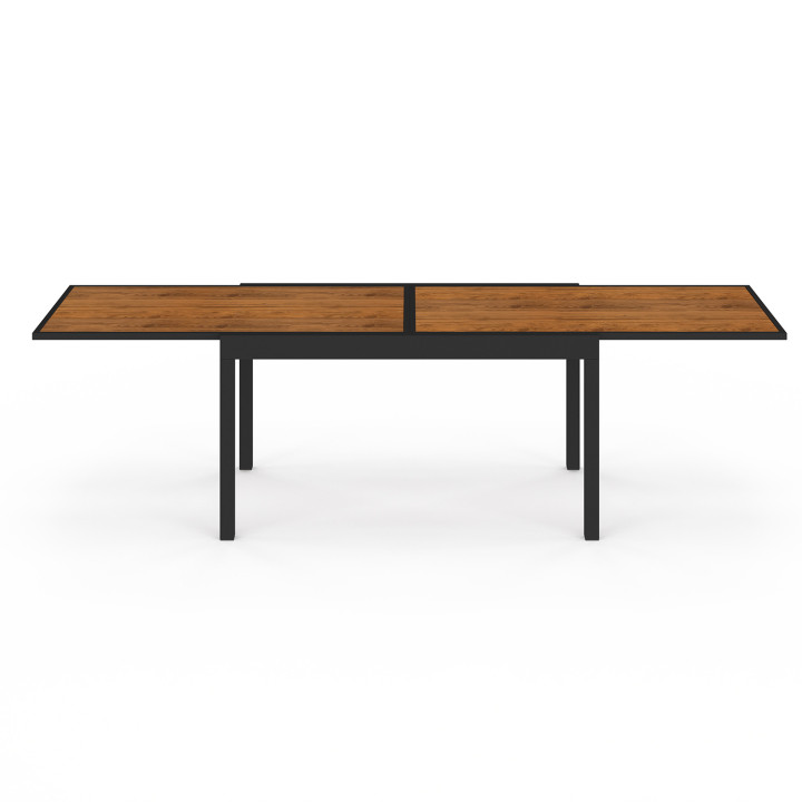 Salon de jardin table extensible plateau verre trempé effet bois et 12 chaises empilables - NOUMEA | ID Market