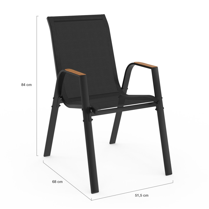 Salon de jardin table extensible plateau verre trempé effet bois et 12 chaises empilables - NOUMEA | ID Market