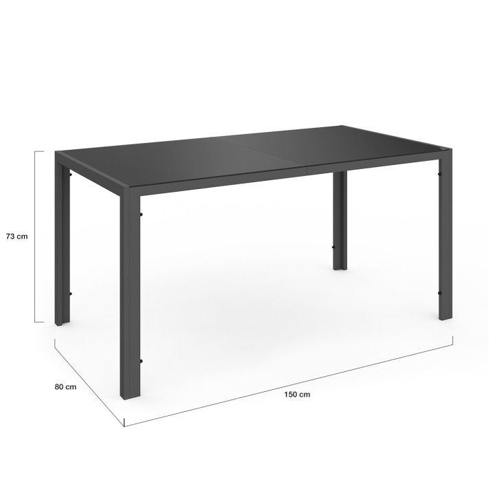 Gartenmöbel 6 Sitzer Tisch 150cm Sessel Seil grau anthrazit - ODESSA | ID Market